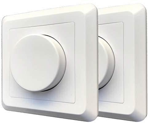 2 Stück greenandco gc-200 | Unterputz LED und Halogen Dimmer | 1-200 Watt | auch für herkömmliche Leuchtmittel | für Wechselschaltungen geeignet | weiß