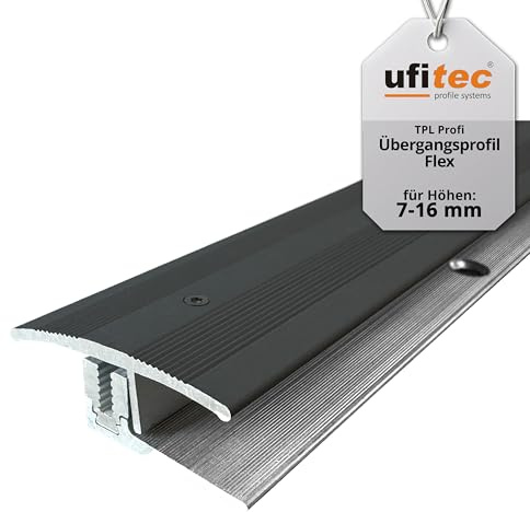 ufitec profilsystem för parkett- och laminatgolv – för beläggningshöjder på 7-15 mm – finns i många färger (flexövergång 90 cm lång | 35 mm bred, brons mörk)
