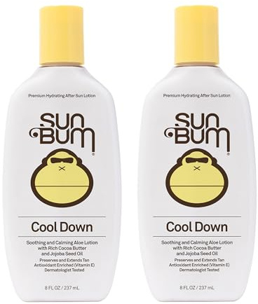 Sun Bum Cool Down Aloe Vera Lotion Vegan After Sun Gel With Cocoa Butter To Soothe and Hydrate Sunburned Skin, 8 oz (Pack of 2)