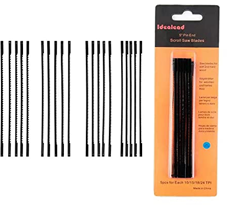 Idealead 20 Stück Standard Feinschnitt Sägeblätter mit Querstift, Dekupiersägeblätter, Laubsägeblatt