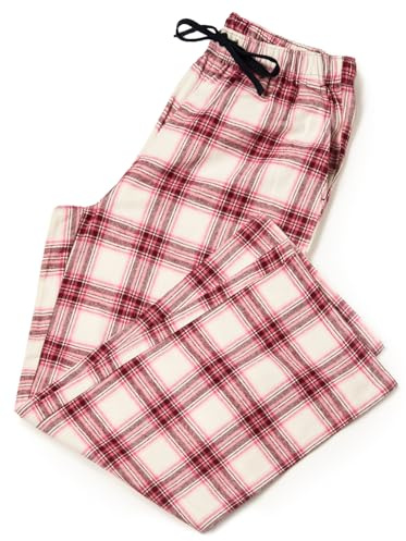 LAPASA Pantalon de Pyjama Femme 100% Flanelle de Coton Bas de Pyjama ou d'Intérieur Automne/Hiver L74 Rose & Blanc (Flanelle) L
