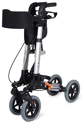ADITAM Déambulateur de mobilité Pliable Tout Terrain Rollators 4 Roues avec siège Trolley Panier Marche assistée Quatre Roues Fauteuils roulants Cadre avec Roues (Couleur : Noir) Double The Comfort