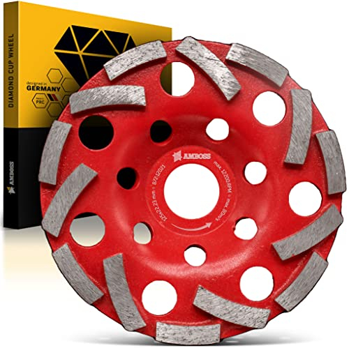 AMBOSS Werkzeuge - Bote de lijado de diamante de alta calidad DST 12P - 125 mm x 22,2 mm - Plato de lijado premium de calidad profesional - Ideal para adhesivo para baldosas + hormigón + solado + yeso