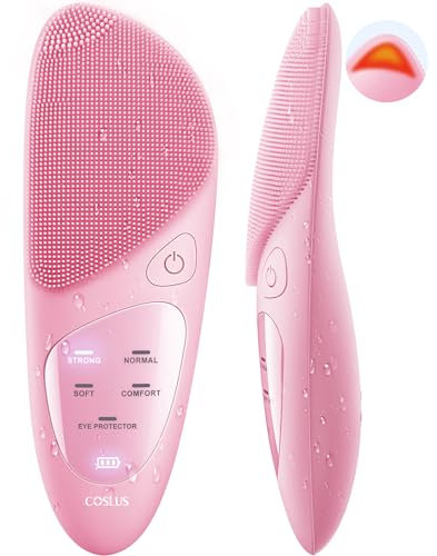 COSLUS JMY05 Facial Cleansing Brush Silicone Face Scrubber: Waterproof Rechargeable Face Wash Brush, 4 Cleansing Modes, Electric Face Exfoliator for Men Women Cleaning, Exfoliating, Massaging