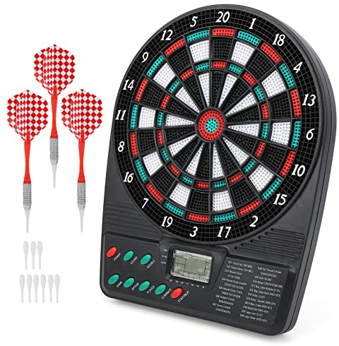 Akozon Elektronisches Dartscheiben-Spiel, Set, LCD-Display, Automatische Spitzenreißverschlüsse, Freizeit-Sportraum Zum Nähen, Wertung, Dartscheiben-Spiele-Set, Elektronisch