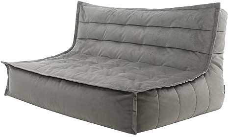 Icon Kota XXL Sitzsack Sofa für Erwachsene, Dunkelgrau, Flauschiger Samtstoff, 2-3 Sitzer, Bequemer Bean Bag Sofa mit Füllung, Relaxsessel, Lounge, Wohnzimmer Möbel