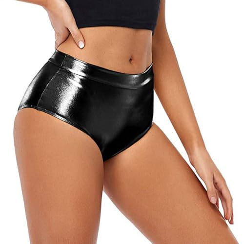 Freebily Sexiga glänsande hög midja shorts push-up shorts hotpants mini varma byxor korta leggings booty shorts dans rave party byxor kort rumpa