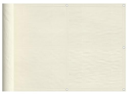vidaXL Balkon Sichtschutz, Balkonbespannung mit Ösen Seil, Wasserfeste Balkonabdeckung, Balkonverkleidung für Balkon Terrasse, 75x1000cm Creme 100% Polyester-Oxford