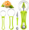 4 in1 Taglia Frutta, Tagliafrutta Strumenti da per Affettare Acciaio Inox Strumenti per Intagliare la Frutta Paletta per Frutta per Rimuovere i Semi e Sbucciarli (Verde)