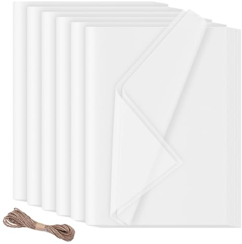 HXJDAM - 60 fogli di carta velina, 50 x 70 cm, carta da regalo bianca, carta velina bianca, per confezioni regalo, riempitive, artigianato, compleanno, Halloween