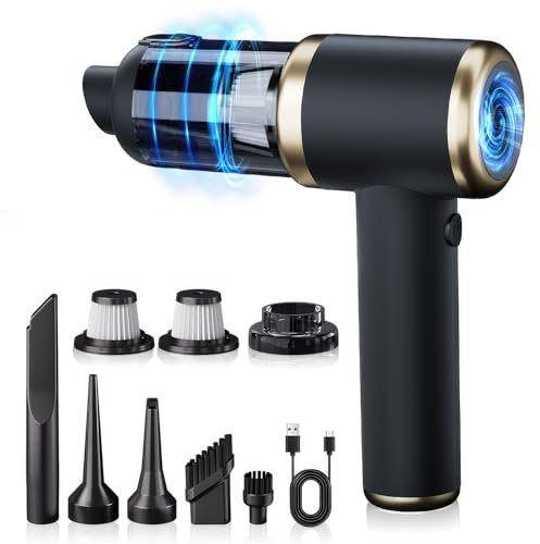 JSUDQR Aspirador de Mano Sin Cable Aspiradora De Coche 4 in 1 Mini Aspirador Recargable 6000Pa Succión Potente para Casa,Oficina,Coche,Cocina,Mascota