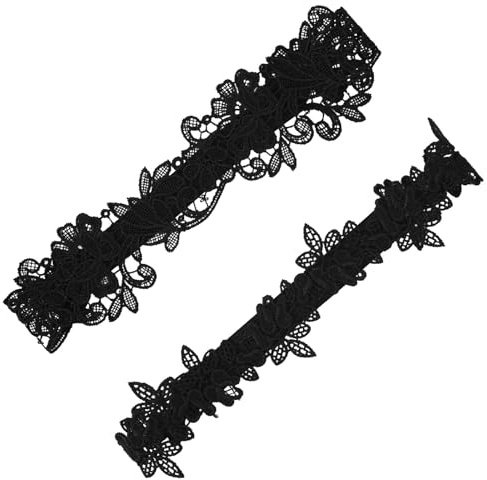 OuryTech Jarretière, 2 pièces Ensemble de jarretières de mariage pour mariée, accessoires pour cuisses de jambe de jarretière noire