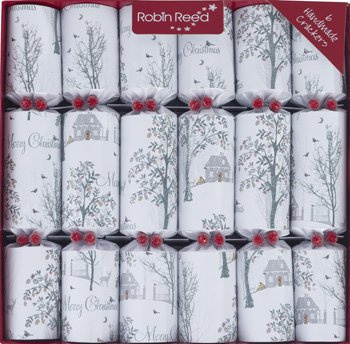 Robin Reed 6 x 12 (30cm) Christmas Crackers - Silver WINTER WONDERLAND (61617)