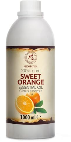 Olio Essenziale di Arancia Dolce 1000 ml - Citrus Sinensis - Naturale e Puro - Olio di Arancia per Diffusori - Profumi per la Casa - Saponi e Candele - Sauna - Aroma di Agrumi - Aromaterapia