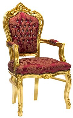 arterameeferro Barocksessel aus Holz, Blattgold und Stoff, Rot