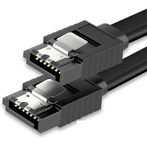CABLEPELADO Cable SATA III Datos 6G con Anclajes, Cable de Datos SATA 6Gbps, Cable Serial ATA III con Clips, Cable para Disco Duro/SSD SATA, Serial ATA 6G, Negro, 50 cm
