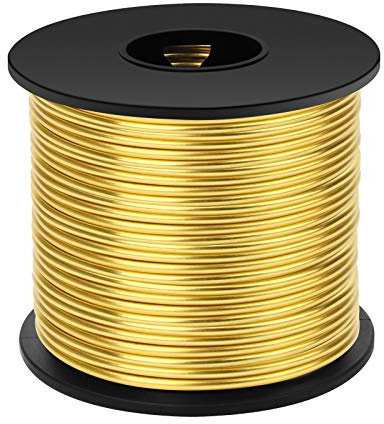 Aluminum Craft Wire - 1mm, 2mm, 3mm Gold Color Soft DIY Metal Art Wire for Crafting (Gold, 2 mm x 29 m)