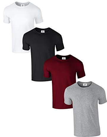 Pack of 4 Premium Crew Neck T-Shirt XS-3XL Tshirt t Shirt Plain Regular Fit Short Sleeve 100% Cotton 180gsm