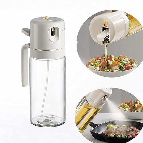 Oil sprayer, oil spray bottle, oil sprayer 2-in-1 oil spray bottle with pouring and spray function, transparent glass oil spray for cooking, professional oil spray bottle for cooking, salad, grill,