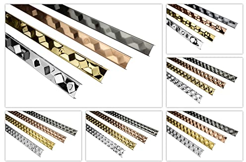 Bordures de carrelage en acier inoxydable, durables & inoxydables comme protection des bords, finition & décoration - (2 mètres EB4, bronze brillant) Profilé décoratif Cache-rail étroit