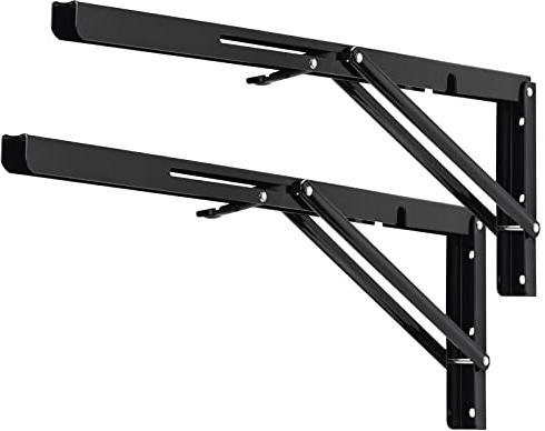 YUMORE Klappkonsole Schwerlast 500mm Regalträger Klappbar Schwarz - 2 Stück Metall Klappkonsolen Wand Tischhalter Klappregalhalterungen für DIY Klapp- tisch Bänke Regale Platzsparende, Max Load 330lbs