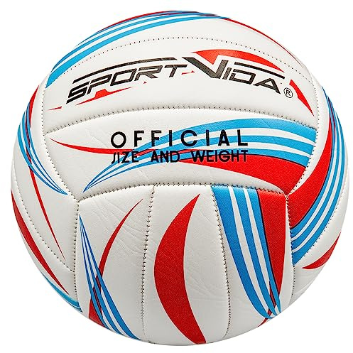 SportVida Ballon de volleyball de beach-volley pour enfants et adultes | Choix de couleurs (blanc/rouge)