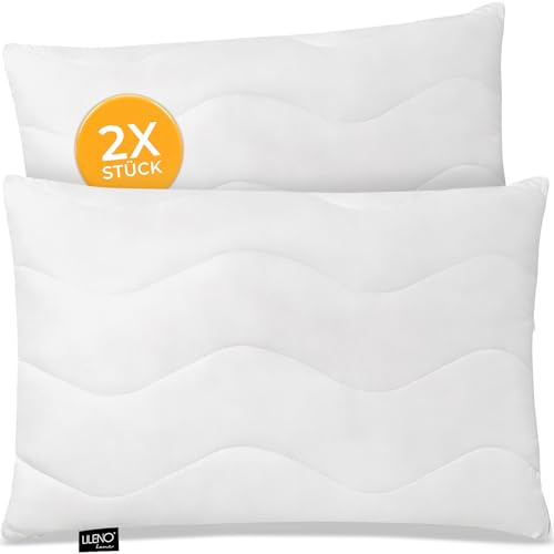LILENO HOME Kissen 60x80 (2er Set) – 95 °C waschbar, Oeko-Tex & Made in DE – Allergiker Kopfkissen 60x80 anpassbar für himmlischen Schlaf – Haut schmeichelndes & geruchsfreies Pillow
