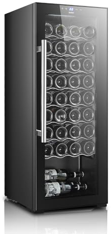 SVAN Vinoteca 36 Botellas Negro SVN3600S. Capacidad 106 L, Bajo Nivel Sonoro, Luz Interior, Eficiencia Energética Clase G