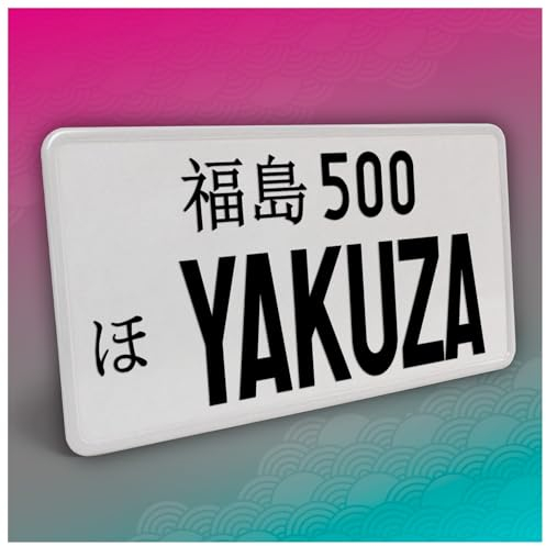 Finest Folia Japanisches Kennzeichen JDM Nummernschild 30,5x15,5cm Japan Tuning für Auto Dekor Plate Autokennzeichen Aluminium Metall Wunschtext (Yakuza, Schwarz, ohne Streifen)