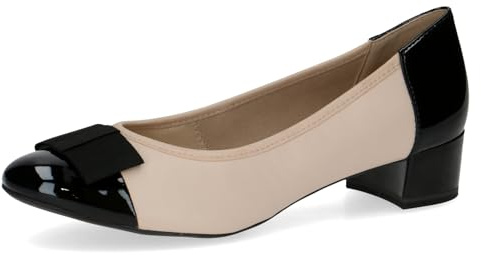 Caprice Escarpins Femme à Talon Bloc avec nœud, Beige (Beige Comb), 38 EU