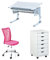 Inter Link Bundle Höhenverstellbarer Schreibtisch – Kinderschreibtisch –Grau/Weiß Kinderschreibtischstuhl - Pink - Bonnie Rollcontainer mit 6 Schubladen