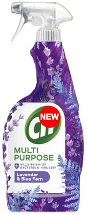 Cif Multipurpose Spray Lavender Blue Fern 750ml pack of 1 Antiseptic Hygiene Surface Kitchen Bathroom Cleaner Disinfectant with Welari Thank You Card | (1pack) (750ml)