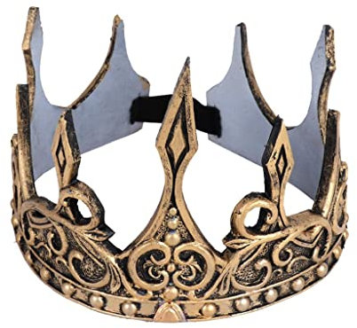 Courtieyeardceastea Corona da re da uomo per compleanno, medievale, per feste di fine anno, oro antico, 60 x 15 cm