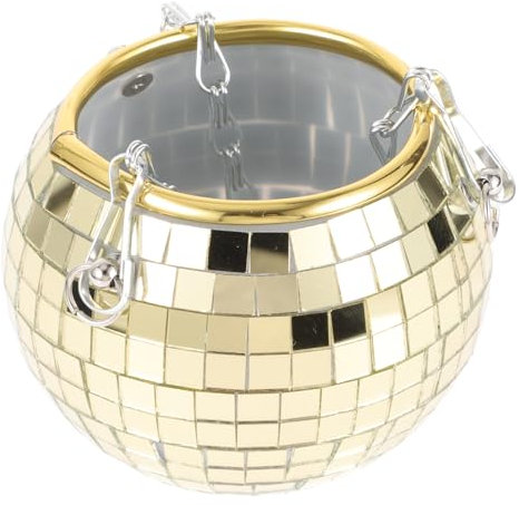 Supvox hängender Pflanzer mit Spiegeloberfläche umhängelampe pendelleuchte kronleuchter - Moderner Blumentopf blumenampeln Disco-Kugel-Pflanzgefäß Kugeliger Blumentopf Plastik Golden