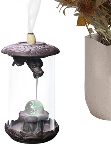 Quemador de incienso en cascada, soporte para incienso con luz LED, quemador de incienso con forma de cascada, soporte creativo para casa de té