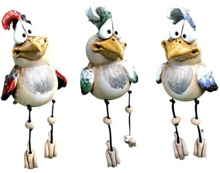 chiquieray Chicken Ornaments for Kitchen and Garden, 3pcs garden accessories outdoor decorations, Funny Chicken Decor Ceramic Garden Statues Art, Resin Chicken Sculpture, Funny Chicken Statues