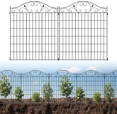 The Fellie Metal Garden Fence 94 L*112 H CM, Outdoor Landscape Decorative Fence Border for Backyard/Patio, 5 Packs Rustproof Garden Screening Fence Panel Animal Barrier