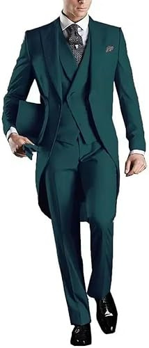 Herrkostymer Formell Elegant Kostymer För Män Passar 3 Delar Kavaj Väst Byxa Formell Topp Kavajslag En Knapp Bal Smoking Frack, Picture Color, XL