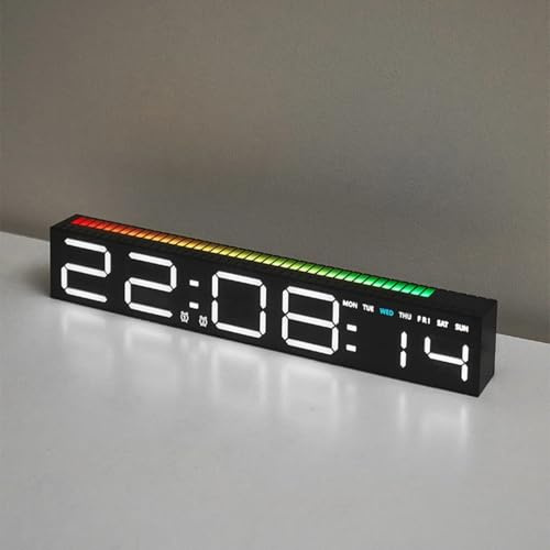 Sveglia Digitale, Sveglia da Comodino con strisce luminose RGB, Controllo del Suono, Dimmerabile automaticamente e 10 livelli di luminosità, Orologio Digitale con 2 Allarme, Alimentato da rete