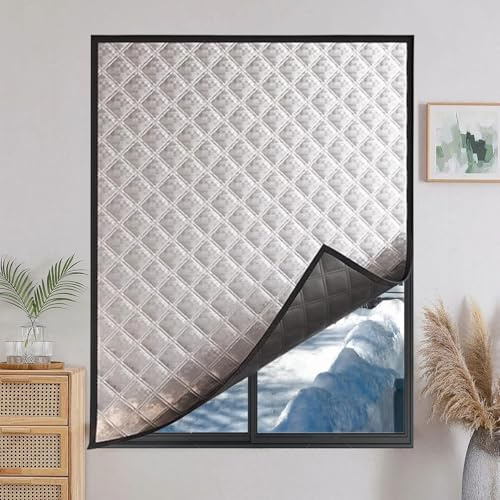 Film Isolant pour Fenêtre 86 x 130 cm Coupe-Vent et Insonorisant, Isolant Thermique Film de Survitrage Thermo Autocollant Installation Facile Personnalisable pour l'hiver, Gris