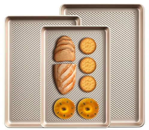 Monozoz Teglie da forno per forno, teglie da forno antiaderenti in acciaio al carbonio, resistente, per cucinare quotidianamente pagnotta pizza muffin, pane, brownie, pancetta