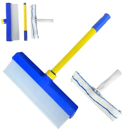 CAKEEYUM Fönsterskrapa 30,48 cm silikonskrapa med mikrofiberskrubbare fönsterrengöringsverktyg för glasspegelplattor, rengöringssats, för rengöring, rengöring