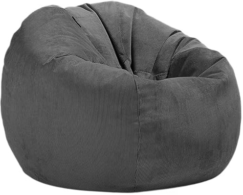 OPIGJUFD Funda para Silla De Puf Funda de puf Pana sin Relleno, sillón, salón, rincón, Juego, película, Saco(Dark Grey,D80cm-2.6ft-Cover)