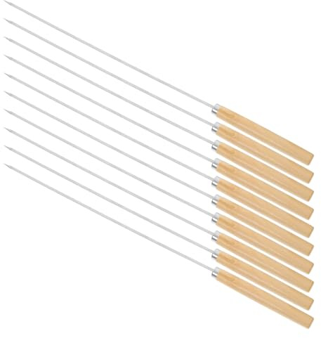 CANIGHT 50pezzi Spiedini per Barbecue in Acciaio Inossidabile con Manico in Legno Spiedi Lunghi e Larghi per Carne Verdure e Marshmallow Resistenti alle Alte Temperature per Grigliate