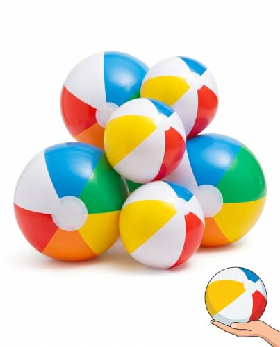 BTACGWP Ballons de Plage Gonflables – Lot de 6 (3x 17cm + 3x 23cm) pour Piscine & Jeux d'Eau, Jouets Fête et Jeux de Plage Enfants Adultes