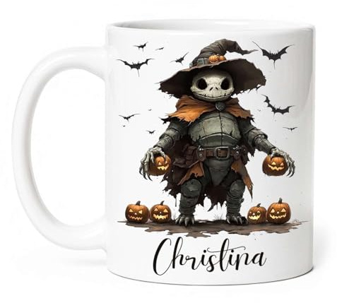 Tekoppar med handtag kopp halloween skelett pumpa, häxa, skrämmande karaktär roliga porslinsmuggar för fars dag kollega vänner 330 ml