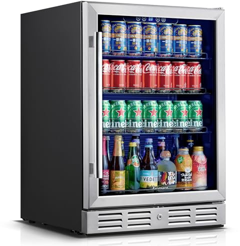 Kalamera 24 inch Beverage Refrigerator - 154 Cans Capacity Beverage Cooler- Fit Perfectly into 24 Space Built in Counter or Freestanding - for Soda, Water, Beer or Wine - For Kitchen, Bar or Office