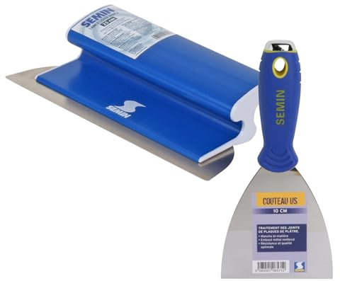 Semin Lame CE 78 pour Enduire et Lisser, 25 cm et Couteau US à Enduire, 10 cm