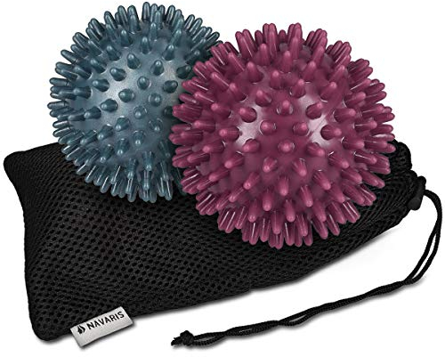 Navaris Balle de Massage - Lot de 2 balles de Massage à Picots Ø 8cm rigidité Moyenne et Dure - Boule avec Picot Sport Fitness Pilates Relaxation