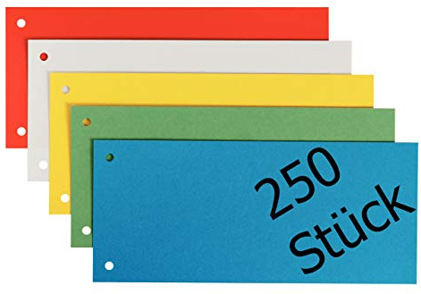 Leitz Trennstreifen, Stabiler Pendarec-Karton 180 g/qm, farbig Sortiert (250 Stück)